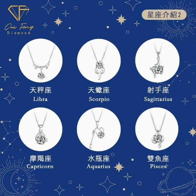 【CF鑽飾】莫桑鑽 星座系列 母親節專屬 1克拉純銀項鍊(鑽墜 項鏈 生日禮物 告白)