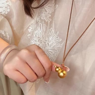 【Penny珮妮】越南沙金銅鍍真金葫蘆吊墜項鍊毛衣鍊(母親節 父親節 交換禮物 生日 情人節 尾牙 新年 結婚)