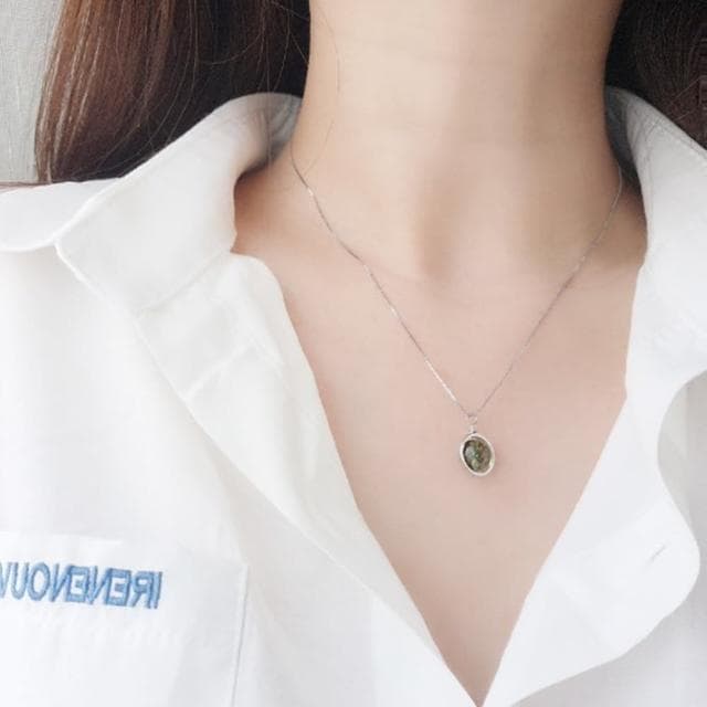 【Penny珮妮】S925銀綠幽靈水晶項鍊(母親節 情人節 生日禮物 交換禮物 送女友 尾牙 新年 結婚)