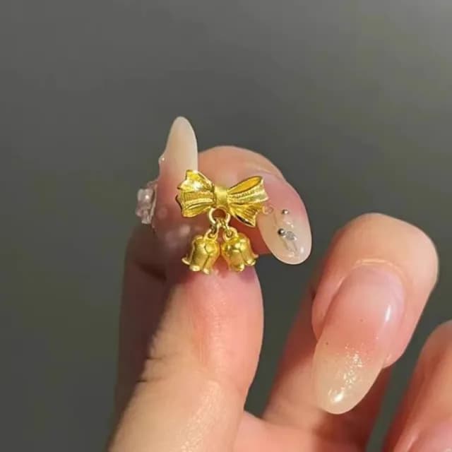 【Penny珮妮】越南沙金蝴蝶結鈴蘭花耳釘(母親節 送女友 交換禮物  生日禮 情人節 尾牙 新年 結婚)