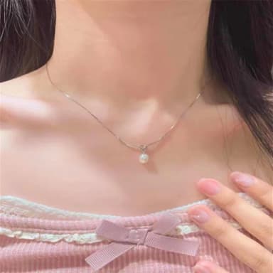 【Penny珮妮】925銀繩結淡水珍珠項鍊(母親節 情人節 生日禮物 交換禮物 送女友 尾牙 新年 結婚)