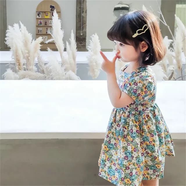 【安朵童舖】現貨夏季韓版彩虹笑臉甜美風連身裙小洋裝兒童T恤裙子女童裙連衣裙童裝(8/19/22/26)