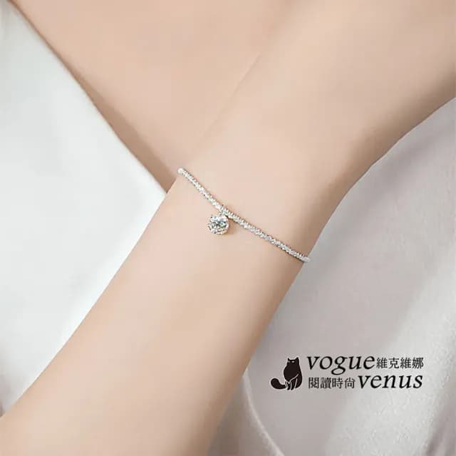 【維克維娜】單鑽墜波光鍊925純銀手鍊