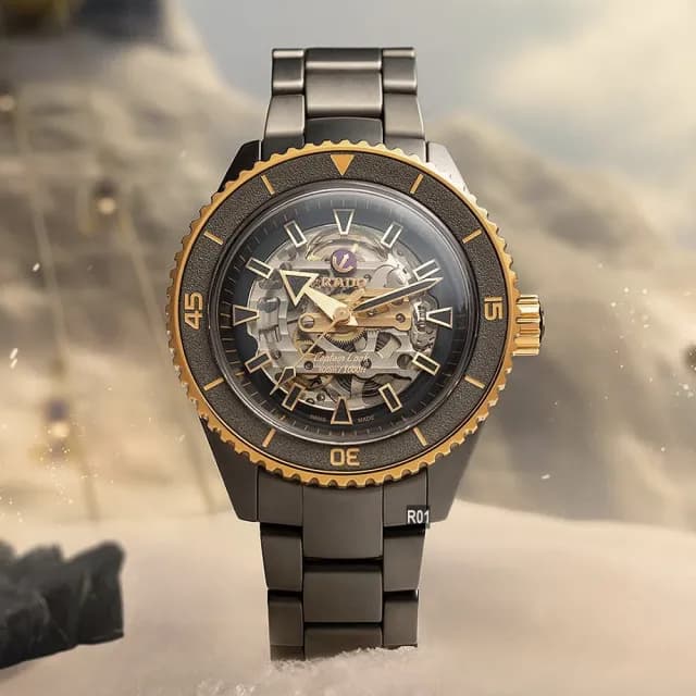 【Rado 雷達表】101同款 金焰Captain Cook庫克船長300米鏤空腕錶43㎜-加8重豪禮 R01(R32192152)