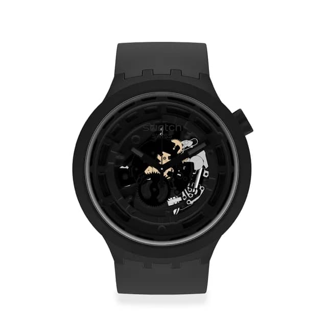 【SWATCH】C-BLACK 大錶面手錶/男錶/女錶/瑞士製造 SB03B100(47mm)