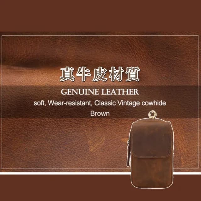 【休閒時尚】父親節禮物 真皮 真牛皮復古雙拉鍊男士腰包(真皮包包 手機包 男包 腰掛包 大容量 多口袋 錢包