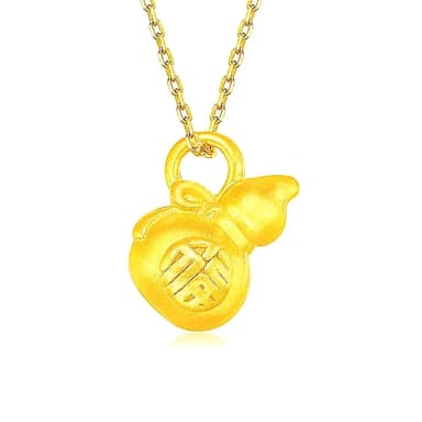 【Penny珮妮】黃金999迷你葫蘆福祿雙全吊墜項鍊(母親節 送女友 交換禮物  生日禮 情人節 尾牙 新年 結婚)