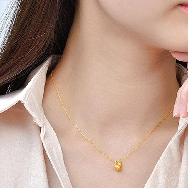 【Penny珮妮】黃金999迷你葫蘆福祿雙全吊墜項鍊(母親節 送女友 交換禮物  生日禮 情人節 尾牙 新年 結婚)