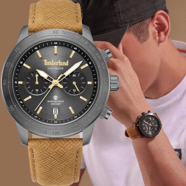 【Timberland】天柏嵐 RAYNHAM系列 兩地時間 多功能手錶-鐵灰 禮物 送禮 推薦(TDWGF0075102)