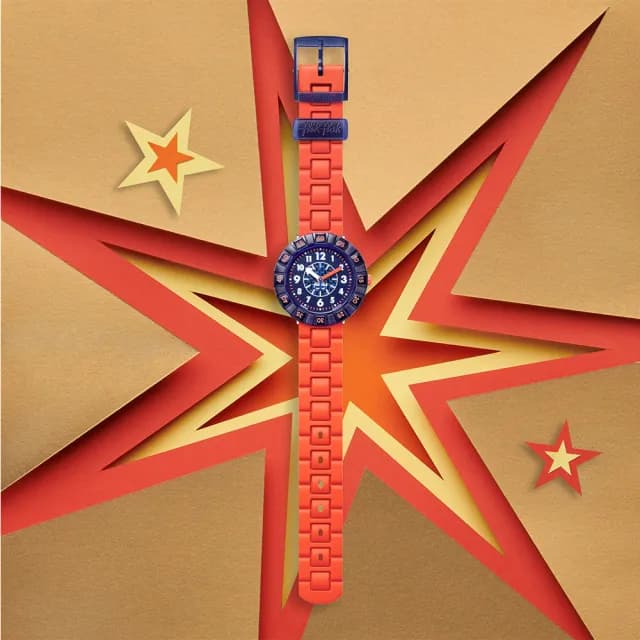 【Flik Flak】兒童手錶 ORANGEBRICK /兒童禮物/安全防水/瑞士製造 FCSP103(36.7mm)