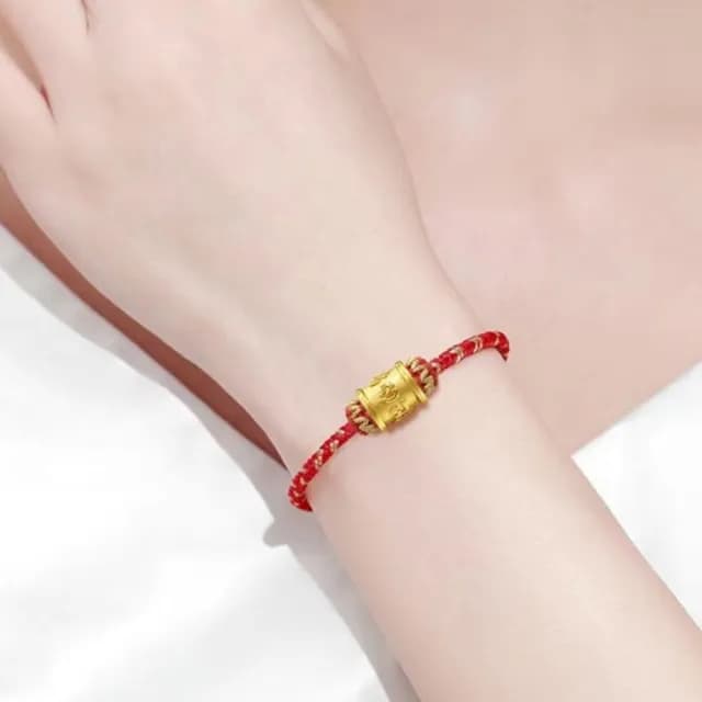 【Penny珮妮】黃金999 六字真言 編織手繩手鍊2色可選(母親節 交換禮物 送女友 生日 情人節 尾牙 新年 結婚)