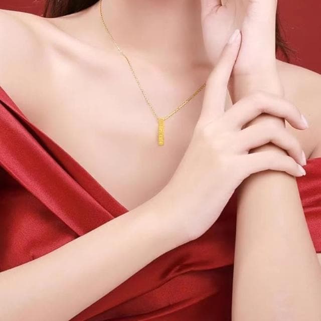 【Penny珮妮】黃金999一生一世我愛你迷你金柱金磚項鍊吊墜(交換禮物 送女友 生日 情人節 尾牙 新年 結婚)