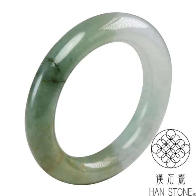 【漢石齋】情人節禮物 天然翡翠A貨 圓條手鐲玉鐲 冰糯種飄花帶黃翡 福 利 品(手圍16.2/版寬12mm)