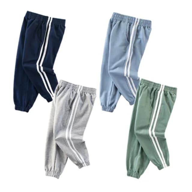 【橘魔法】側邊織帶毛圈棉縮口褲(休閒褲 運動褲 褲子 男童 女童 兒童 薄 長褲 童裝 兒童)