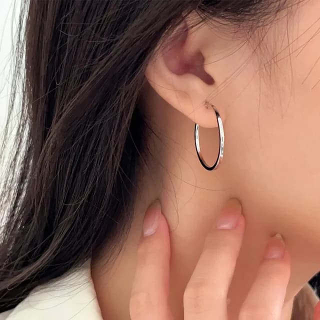 【LEESA】大圓圈耳環\大圈耳環\耳環\女生耳環\生日禮物\耳環女\飾品\純銀耳環\耳圈\大耳環\耳夾