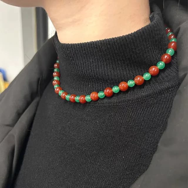 【MoonDy】父親節禮物 項鍊 紅瑪瑙 串珠項鍊 小眾 設計感 項鍊女男 鎖骨鏈 頸鏈 情侶項鍊 原住民項鍊 復古