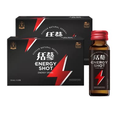 【正官庄】活蔘28D ENERGY SHOT 2盒組-50mlx10瓶(3倍牛磺酸/專利瓜拿納發酵液)