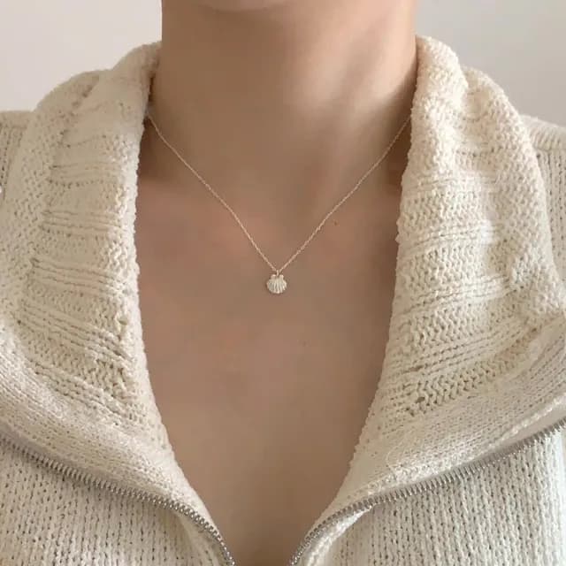 【MoonDy】項鍊女 簡約ins風 項鍊 女生項鍊 925 純銀 18k 金 情侶項鍊 貝殼項鍊 珍珠項鍊 女生
