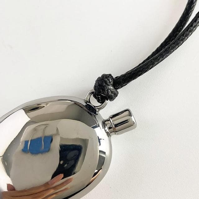 【MoonDy】項鍊 男女同款 吊墜 吊飾 白金項鍊 飾品 歐美項鍊 小酒壺 小圓環 皮繩項鍊 情侶項鍊 禮物 325