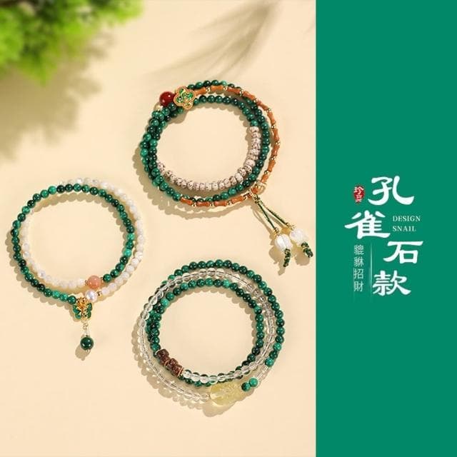 【Paiya 派亞】新中式孔雀石黃水晶貔貅手鏈女小衆高級感手串(送禮好物/交換禮物)