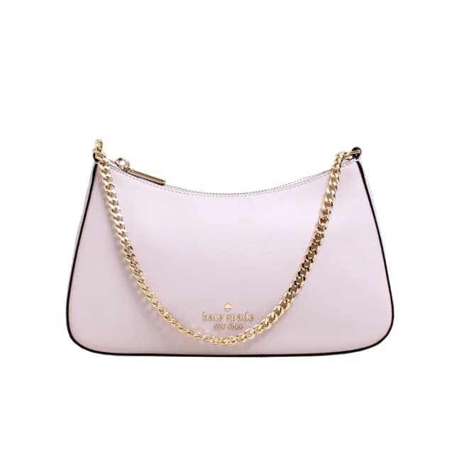【KATE SPADE】MADISON防刮皮革鍊條肩背斜背兩用包 彎月包(夢幻粉紫)