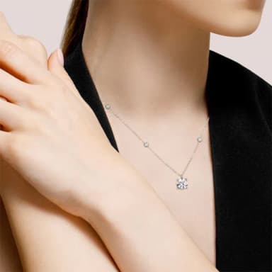 【MoonDy】項鍊 莫桑石項鍊 鋯石項鍊 銀飾 飾品 s925純銀 鎖骨鏈 滿天星點 吊墜 兩克拉 首飾 女