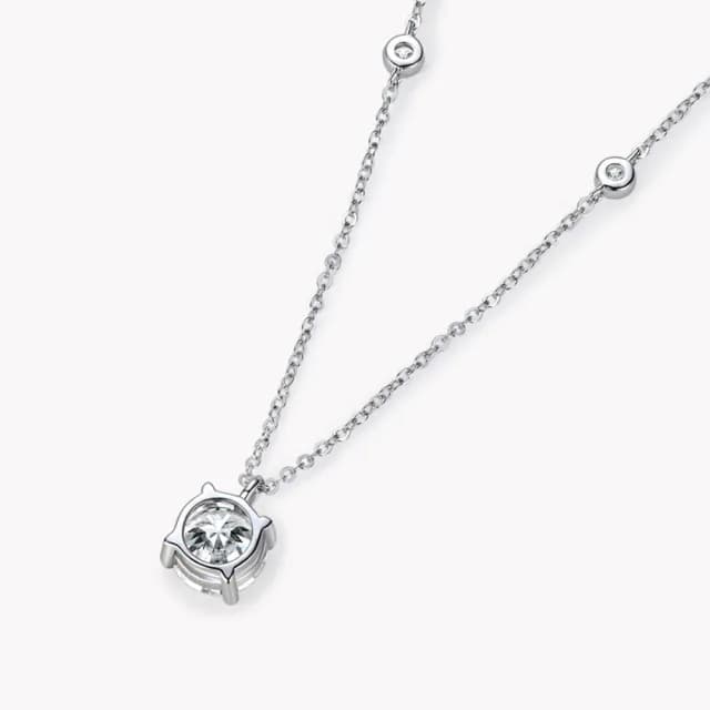【MoonDy】項鍊 莫桑石項鍊 鋯石項鍊 銀飾 飾品 s925純銀 鎖骨鏈 滿天星點 吊墜 兩克拉 首飾 女