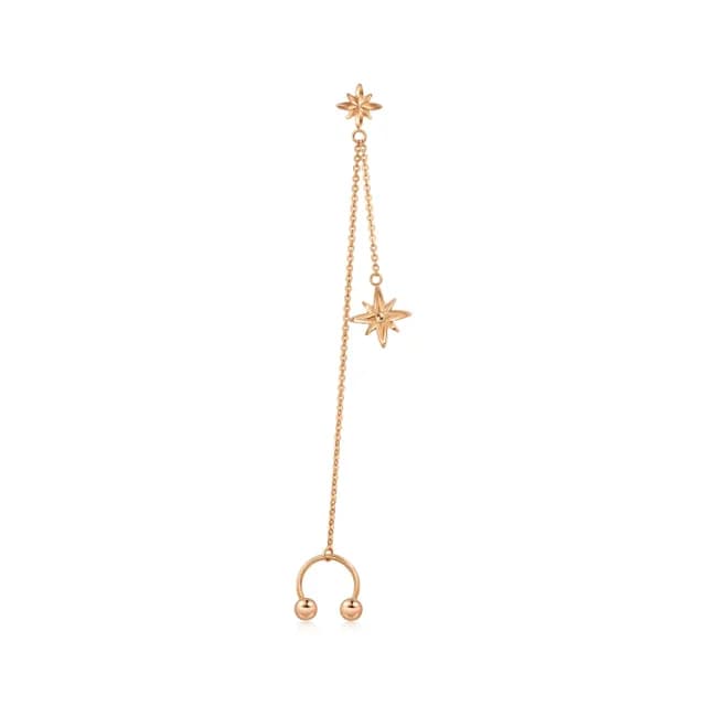 【點睛品】全18K 簡約芒星 18K玫瑰金耳骨夾耳環(單只)