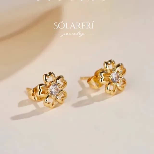 【SOLARFRi】耳針耳環｜氣質金花親膚耳針式女耳環 附品牌禮盒包裝(閨蜜情人女友母親老婆生日禮物)
