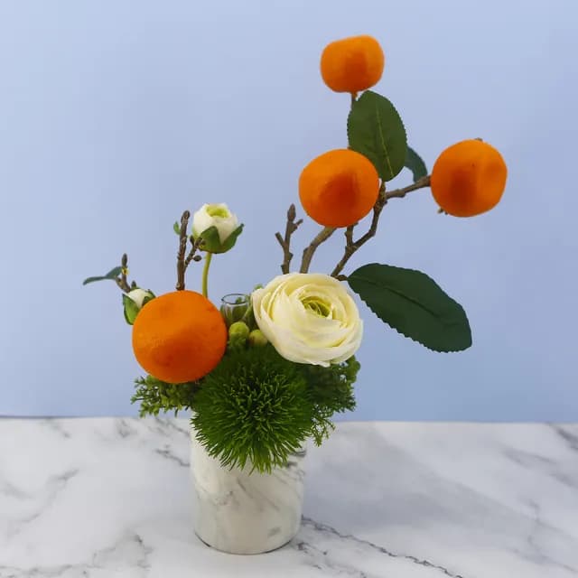 【HUGO DECO 榆果傢飾】大吉大利高擬真橘子樹陸蓮香氛花禮(開幕/端午節/送花/佈置/送禮)