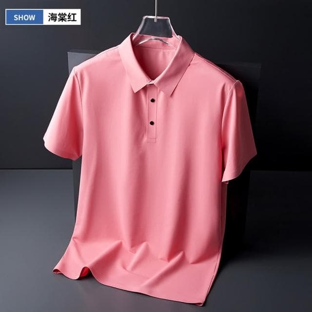 【米蘭精品】現貨出清 不退換 冰絲POLO衫短袖上衣(夏季無痕純色修身男裝父親節禮物8色74ey25)