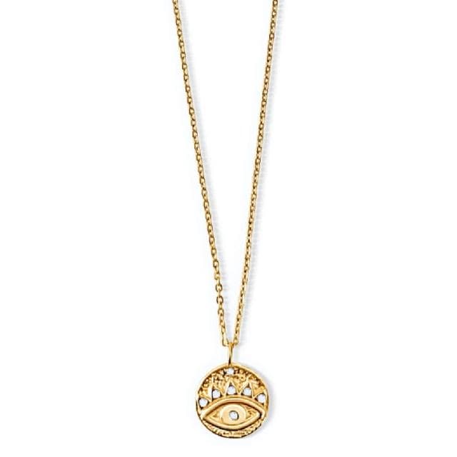【ELLIE VAIL】邁阿密防水珠寶 金色智慧之眼 鑲鑽圓形錢幣項鍊 Harlan Evil Eye(防水珠寶)