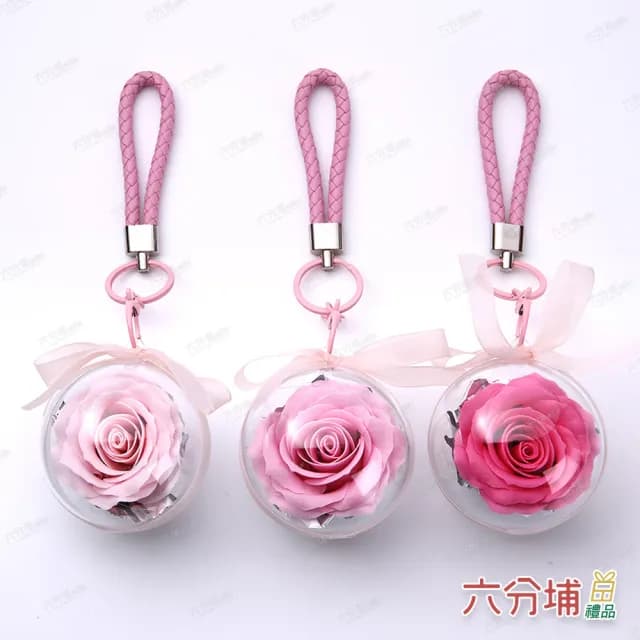 【六分埔禮品】泡泡玫瑰花鑰匙圈-多色任選(擺飾情人節約會告白畢業禮物母親節紀念日生日禮物)