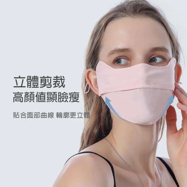 【NicoFun 愛定做】2入防曬冰絲口罩 母親節禮物 護眼角防曬(涼感科技 抗UV 可水洗)
