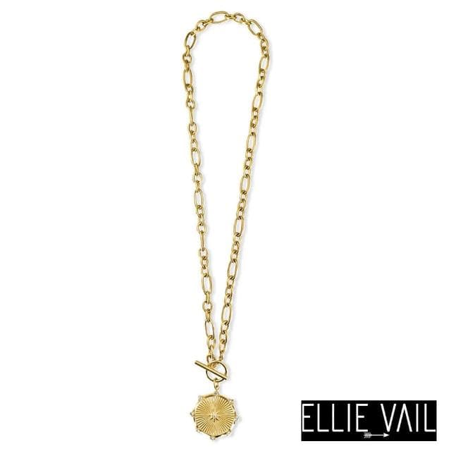 【ELLIE VAIL】邁阿密防水珠寶 鑲鑽光芒太陽項鍊 T扣金色古巴項鍊 Briar Toggle(防水珠寶)