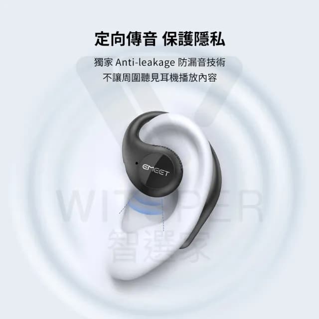 【EMEET】AirFlow 氣傳導開放式真無線藍牙耳機(完美通話 舒適之最)