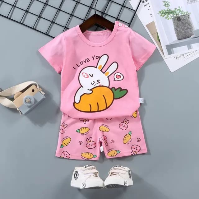 【Baby 童衣】兩件組-兒童套裝 短袖套裝 居家服睡衣 短袖上衣短褲 89000(童裝 童褲)