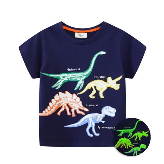 【橘魔法】夜光恐龍宇宙太空短袖上衣(T恤 T-Shirt 男童 兒童 童裝)