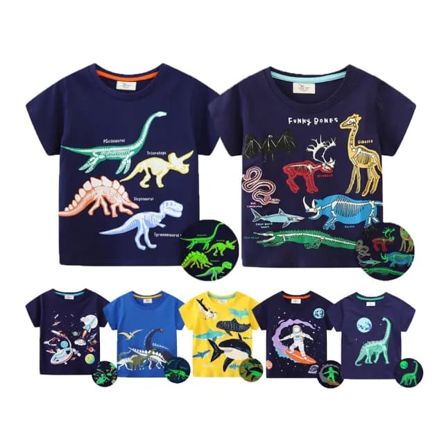 【橘魔法】夜光恐龍宇宙太空短袖上衣(T恤 T-Shirt 男童 兒童 童裝)