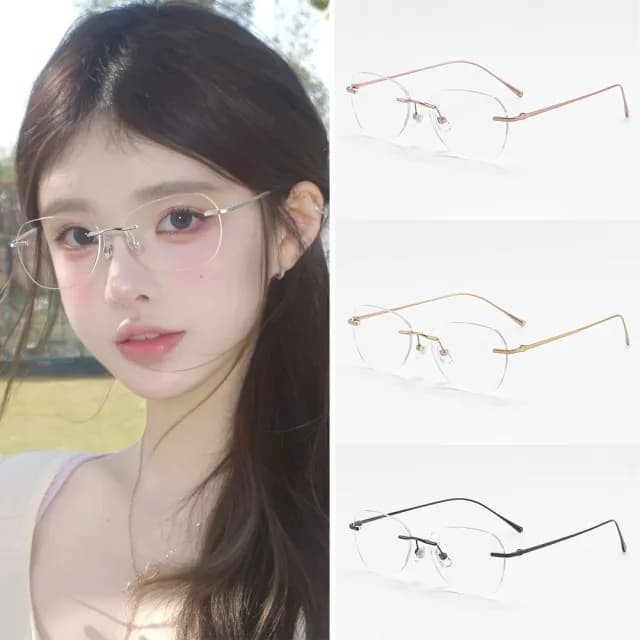 【LEEHER】純鈦眼鏡/無度數眼鏡/超輕鏡架/無框眼鏡/氣質眼鏡/眼鏡/鏡框/鏡架/顯臉小/素顏