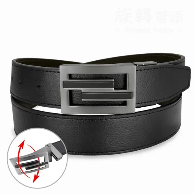 【CH-BELT 銓丞皮帶】父親節禮物 旋轉紳士扣皮帶 雙面可用 男士皮帶休閒腰帶(雙面用)