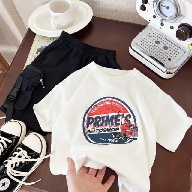 【橘魔法】美式復古字母上衣(短袖上衣 中性款 大童 男童 女童 兒童 童裝)