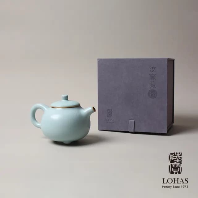 【LohasPottery 陸寶】汝窯三足壺-汝窯天青色(汝窯藏器 泡茶壺 茶具 精緻禮盒)