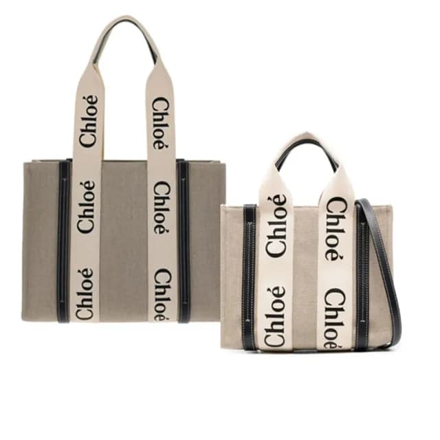 【Chloe’ 蔻依】WOODY TOTE 帆布托特包(小號)