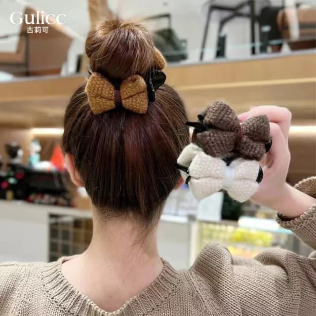 【Gulicc】髮夾 毛呢蝴蝶結 丸子頭抓夾(雙11 聖誕節 生日 髮飾 頭飾 鯊魚夾 抓夾 禮物)