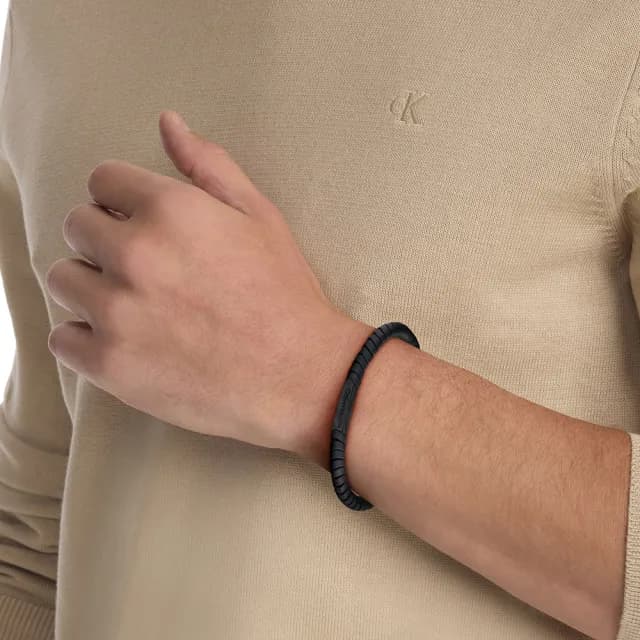 【Calvin Klein 凱文克萊】CK 赤鐵礦珠簡約男士手鍊 禮物 送禮(35100052)