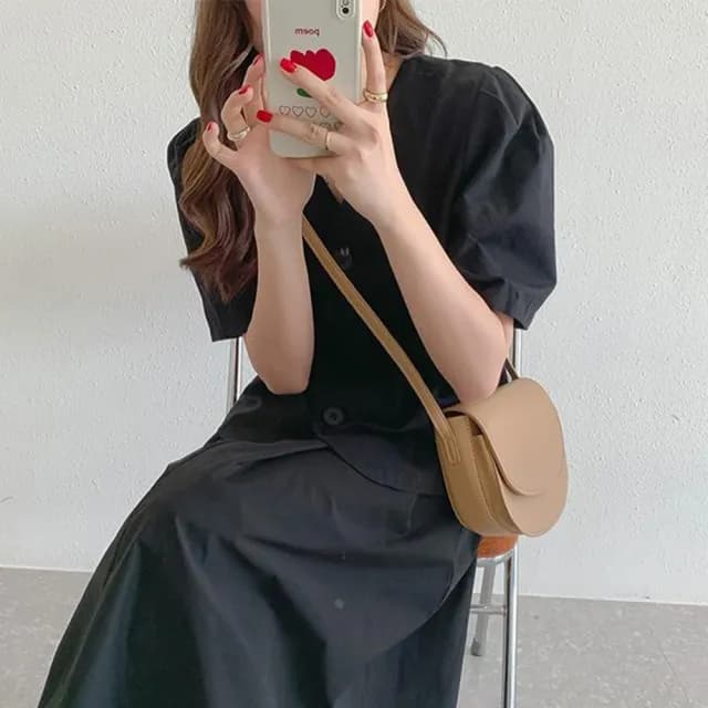 【LEEHER】情人節禮物 真皮包包/牛皮包包/馬鞍包/女士包包/高級感/簡約風格/通勤小包包/單肩斜背包/包包/側
