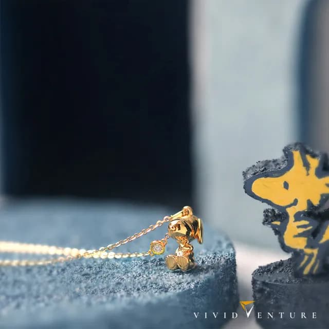 【Vividventure 亞帝芬奇】史努比 14K 3分 天然鑽石 鑽石 項鍊 溫柔擁抱(SNOOPY聯名系列 NO.07)