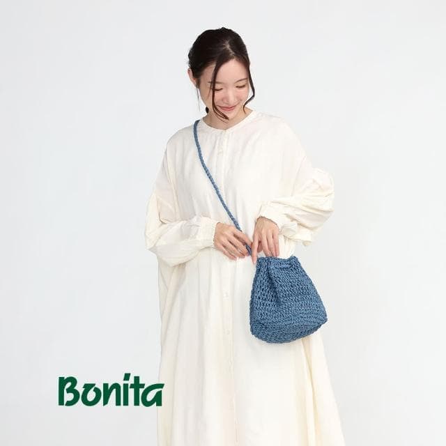 【Bonita 葆倪】母親節禮物 日本進口/手工編織紙藤抽繩二用水筒包/955-5002(天然素材水桶包)