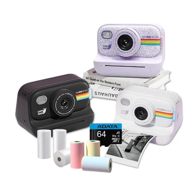 【esoon】esoonkids Pro 潮玩 拍立得兒童相機+64G記憶卡+3卷可黏相紙(生日禮物/文青手帳/打印機/新年)